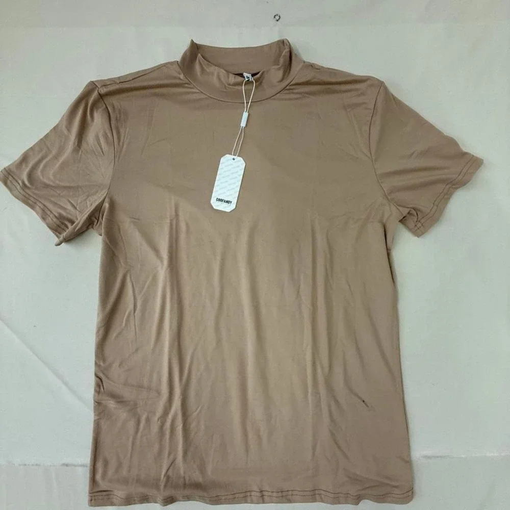 NDY Nude Mock Neck Short Sleeve‎ Top